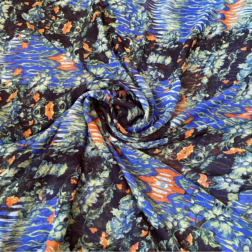 Vibrant Abstract Patterned Multicolor Poly Print … - image 1